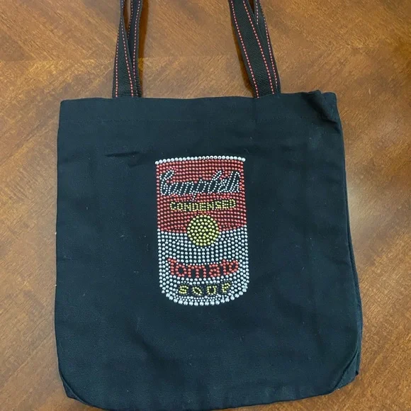 NWOT Vintage Campbell Soup Black Tote Bag with Decorative Can Motif - Picture 7 of 7